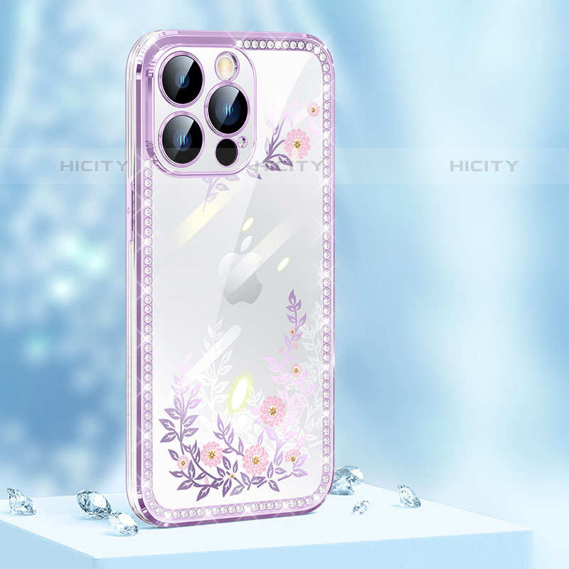 Coque Silicone Housse Etui Gel Bling-Bling AT1 pour Apple iPhone 15 Pro Violet Plus