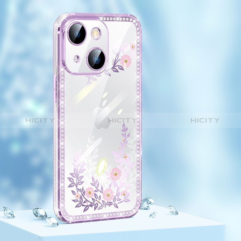 Coque Silicone Housse Etui Gel Bling-Bling AT1 pour Apple iPhone 15 Violet Plus