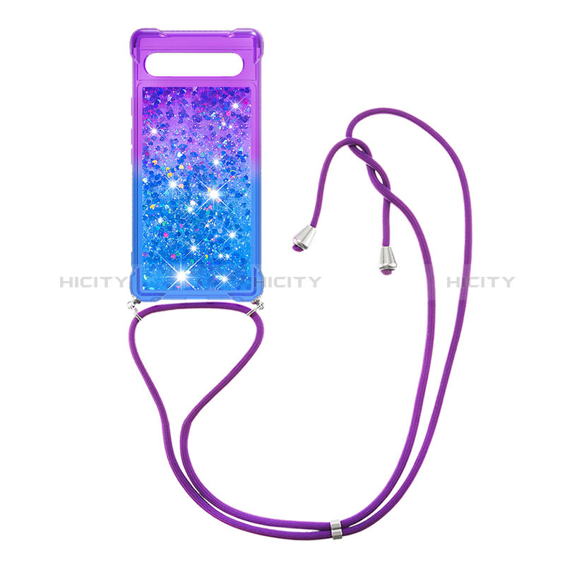 Coque Silicone Housse Etui Gel Bling-Bling avec Laniere Strap S01 pour Google Pixel 7a 5G Plus