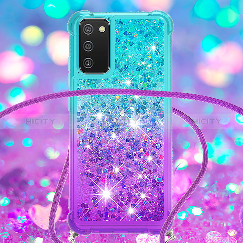 Coque Silicone Housse Etui Gel Bling-Bling avec Laniere Strap S01 pour Samsung Galaxy A02s Plus