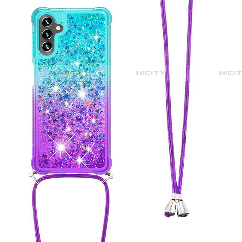 Coque Silicone Housse Etui Gel Bling-Bling avec Laniere Strap S01 pour Samsung Galaxy A04s Plus