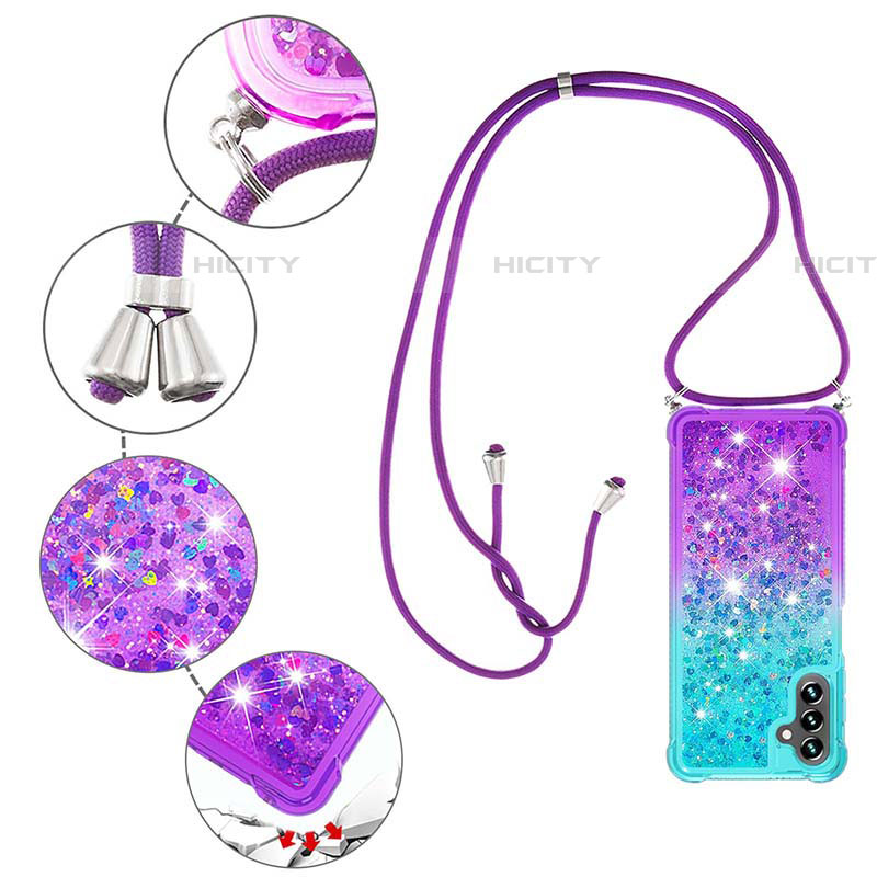 Coque Silicone Housse Etui Gel Bling-Bling avec Laniere Strap S01 pour Samsung Galaxy A04s Plus