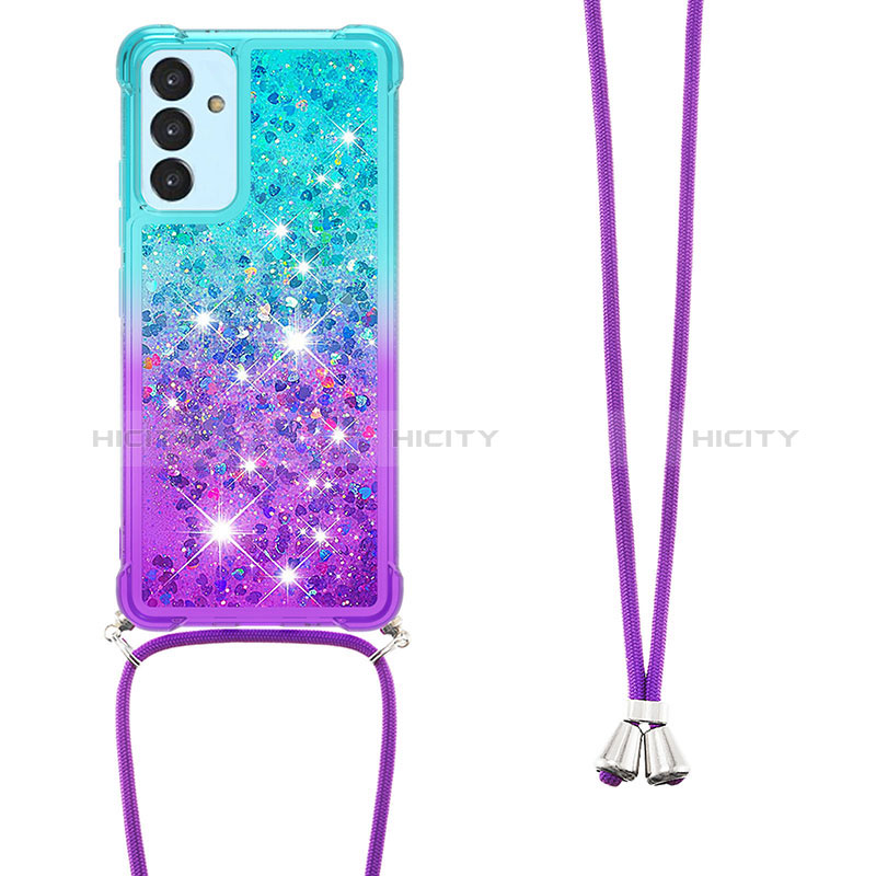 Coque Silicone Housse Etui Gel Bling-Bling avec Laniere Strap S01 pour Samsung Galaxy A15 5G Plus