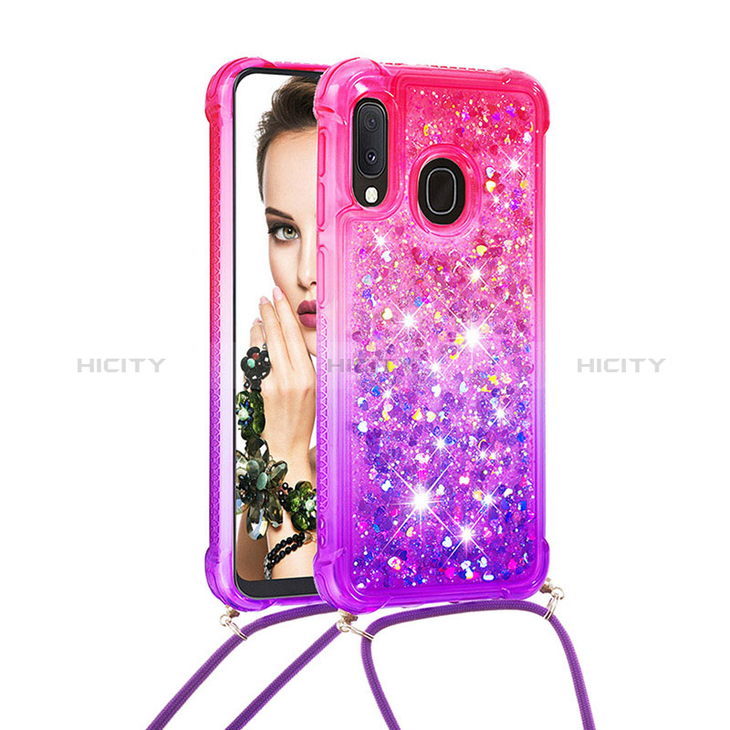 Coque Silicone Housse Etui Gel Bling-Bling avec Laniere Strap S01 pour Samsung Galaxy A20e Plus