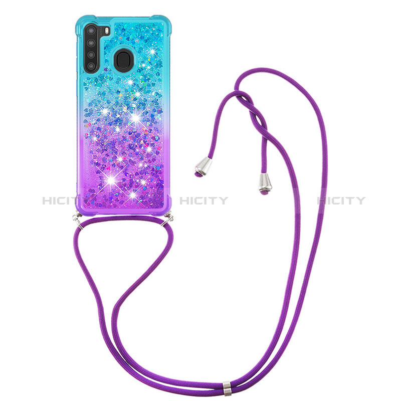 Coque Silicone Housse Etui Gel Bling-Bling avec Laniere Strap S01 pour Samsung Galaxy A21 Plus