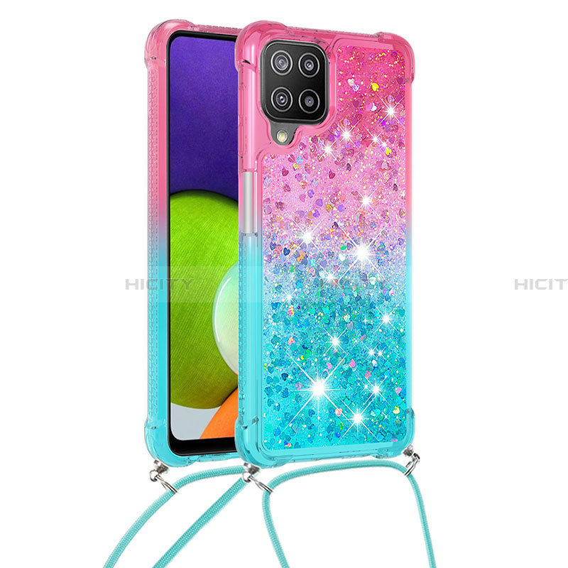 Coque Silicone Housse Etui Gel Bling-Bling avec Laniere Strap S01 pour Samsung Galaxy A22 4G Plus