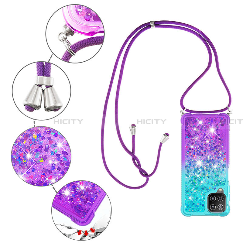 Coque Silicone Housse Etui Gel Bling-Bling avec Laniere Strap S01 pour Samsung Galaxy A22 4G Plus