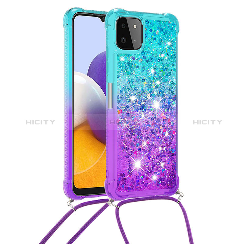 Coque Silicone Housse Etui Gel Bling-Bling avec Laniere Strap S01 pour Samsung Galaxy A22s 5G Plus