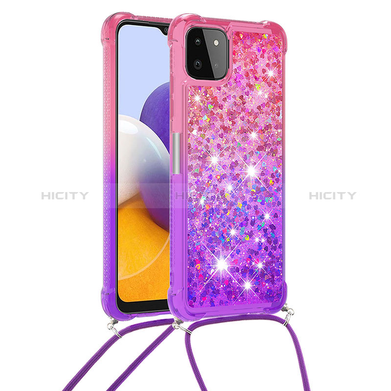 Coque Silicone Housse Etui Gel Bling-Bling avec Laniere Strap S01 pour Samsung Galaxy A22s 5G Plus