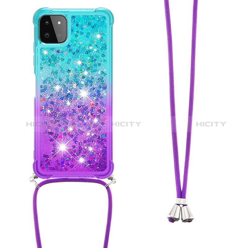 Coque Silicone Housse Etui Gel Bling-Bling avec Laniere Strap S01 pour Samsung Galaxy A22s 5G Plus