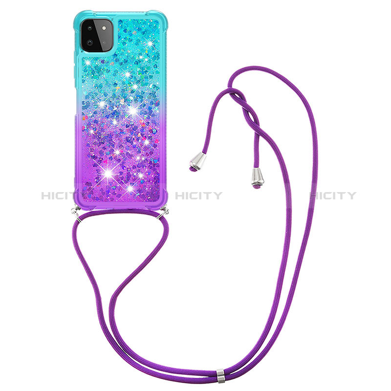 Coque Silicone Housse Etui Gel Bling-Bling avec Laniere Strap S01 pour Samsung Galaxy A22s 5G Plus