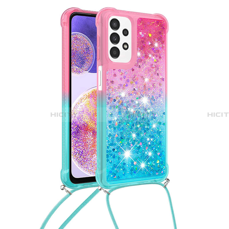 Coque Silicone Housse Etui Gel Bling-Bling avec Laniere Strap S01 pour Samsung Galaxy A23 4G Plus