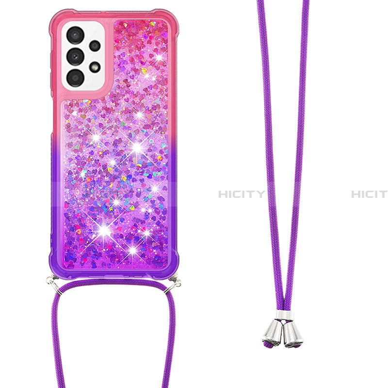 Coque Silicone Housse Etui Gel Bling-Bling avec Laniere Strap S01 pour Samsung Galaxy A23 4G Plus