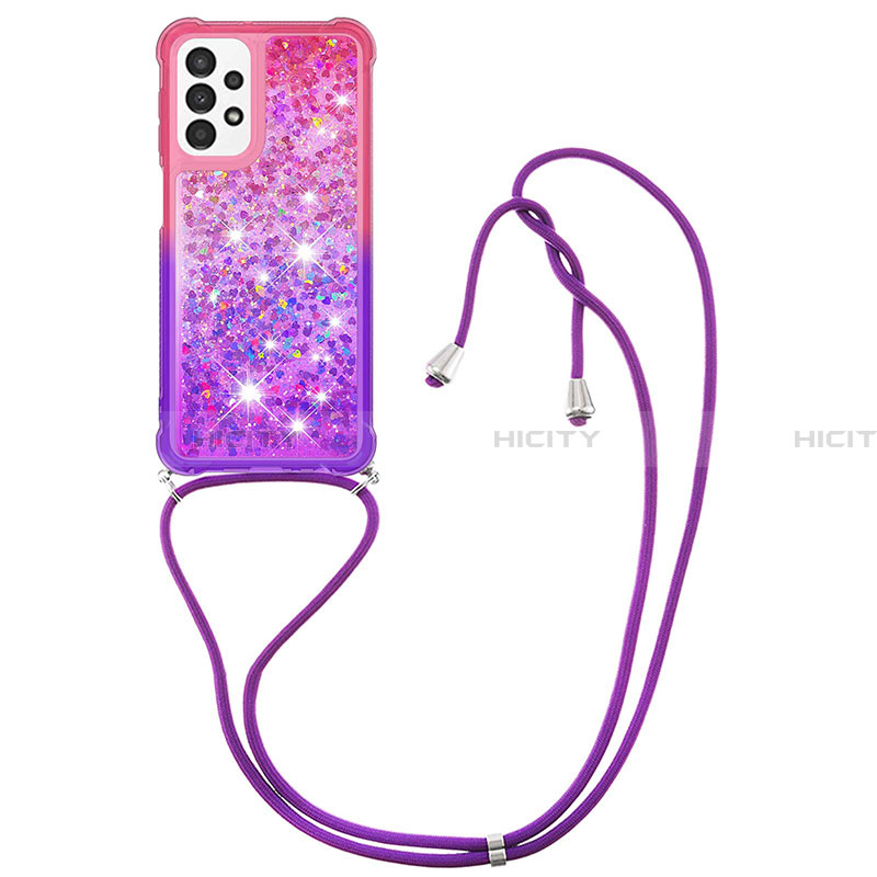 Coque Silicone Housse Etui Gel Bling-Bling avec Laniere Strap S01 pour Samsung Galaxy A23 4G Plus