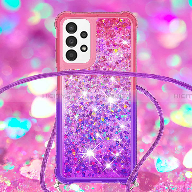 Coque Silicone Housse Etui Gel Bling-Bling avec Laniere Strap S01 pour Samsung Galaxy A23 4G Plus