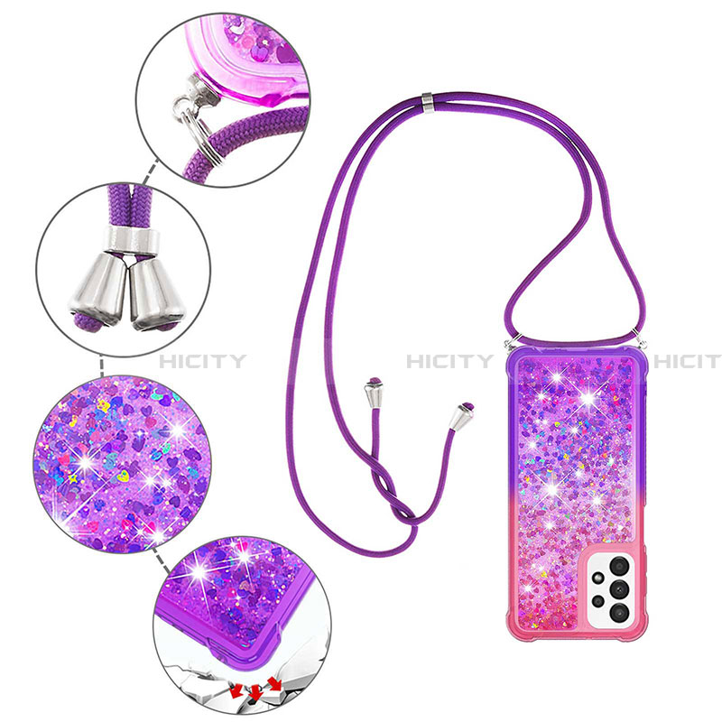 Coque Silicone Housse Etui Gel Bling-Bling avec Laniere Strap S01 pour Samsung Galaxy A23 4G Plus