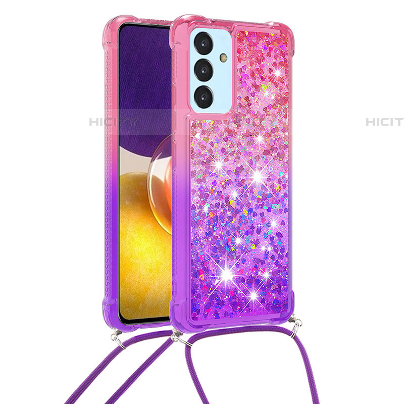 Coque Silicone Housse Etui Gel Bling-Bling avec Laniere Strap S01 pour Samsung Galaxy A25 5G Plus