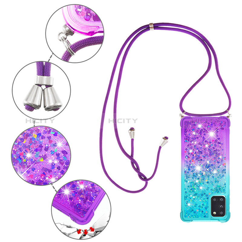 Coque Silicone Housse Etui Gel Bling-Bling avec Laniere Strap S01 pour Samsung Galaxy A31 Plus