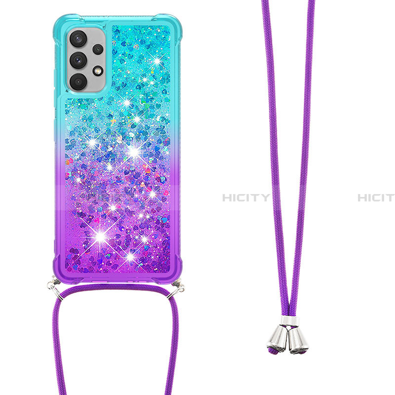 Coque Silicone Housse Etui Gel Bling-Bling avec Laniere Strap S01 pour Samsung Galaxy A32 4G Plus