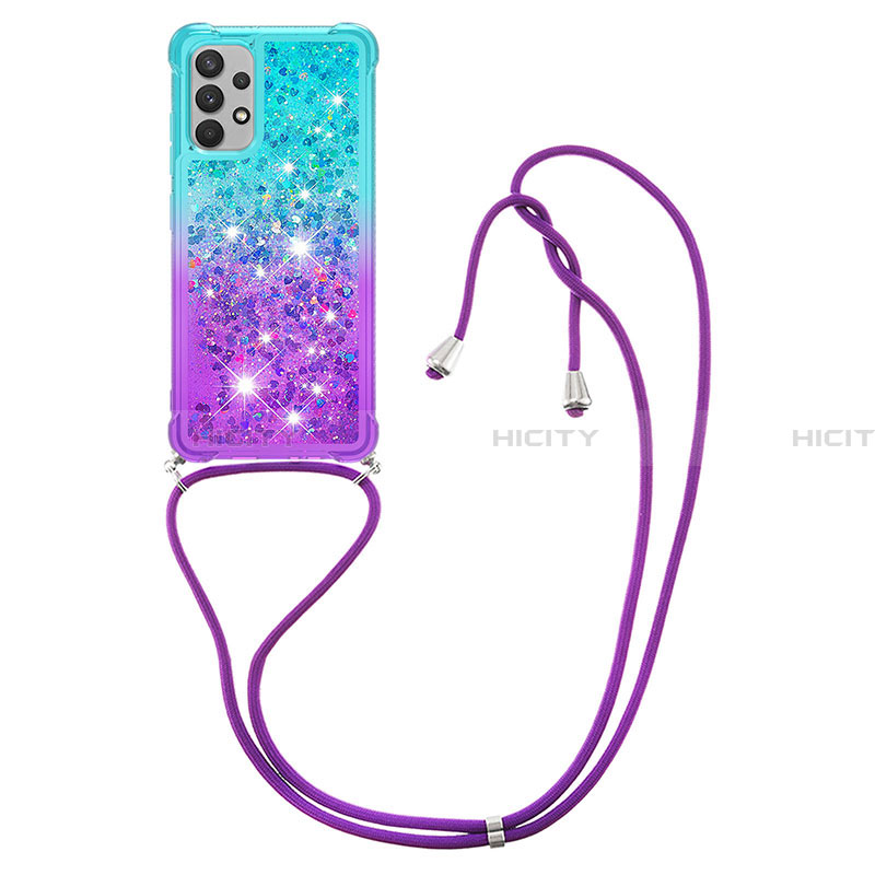 Coque Silicone Housse Etui Gel Bling-Bling avec Laniere Strap S01 pour Samsung Galaxy A32 4G Plus