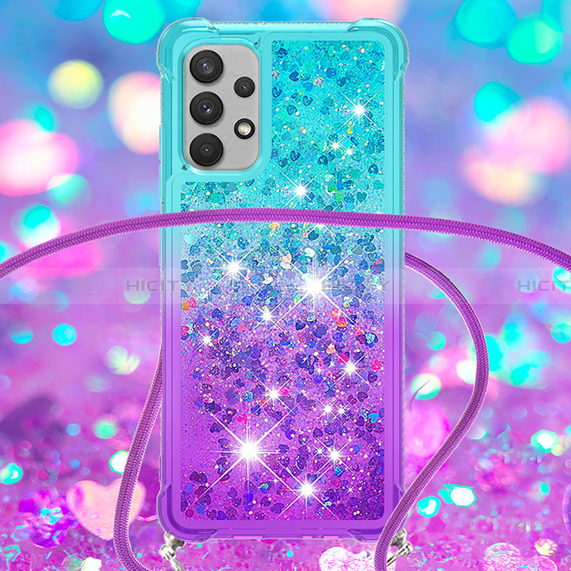 Coque Silicone Housse Etui Gel Bling-Bling avec Laniere Strap S01 pour Samsung Galaxy A32 4G Plus