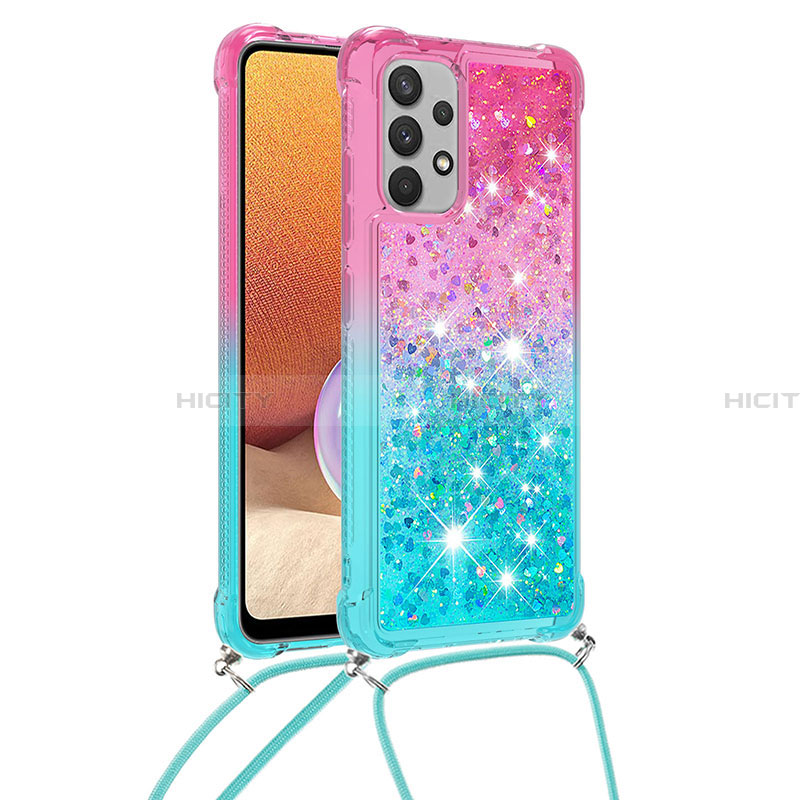 Coque Silicone Housse Etui Gel Bling-Bling avec Laniere Strap S01 pour Samsung Galaxy A32 5G Plus