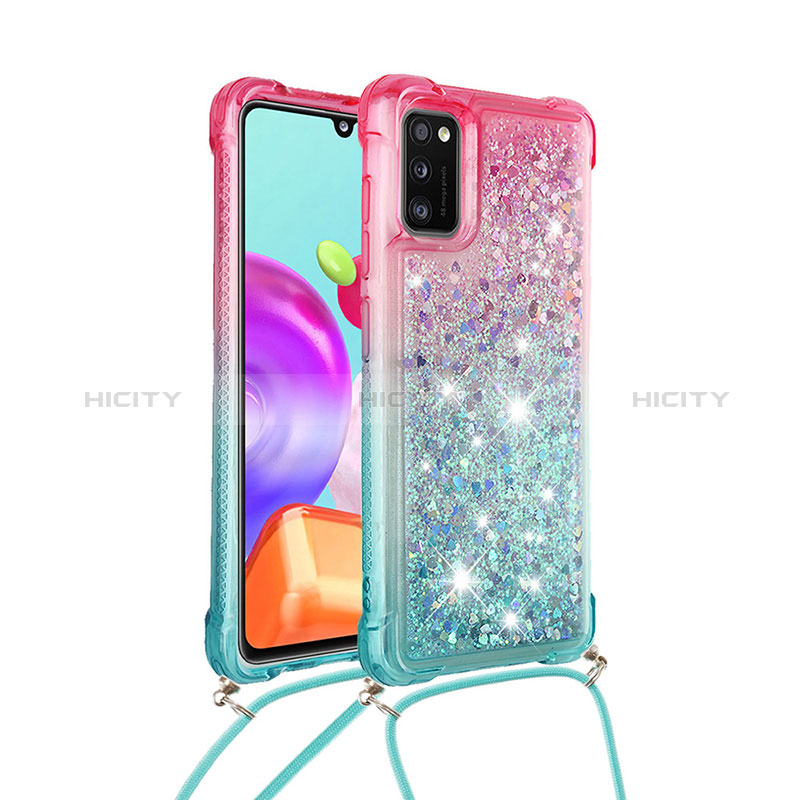 Coque Silicone Housse Etui Gel Bling-Bling avec Laniere Strap S01 pour Samsung Galaxy A41 Plus