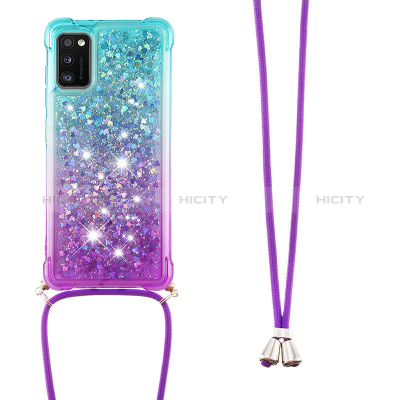 Coque Silicone Housse Etui Gel Bling-Bling avec Laniere Strap S01 pour Samsung Galaxy A41 Plus