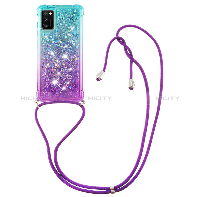 Coque Silicone Housse Etui Gel Bling-Bling avec Laniere Strap S01 pour Samsung Galaxy A41 Plus