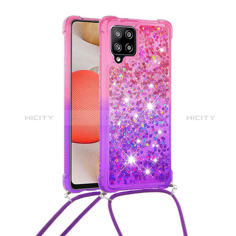 Coque Silicone Housse Etui Gel Bling-Bling avec Laniere Strap S01 pour Samsung Galaxy A42 5G Plus