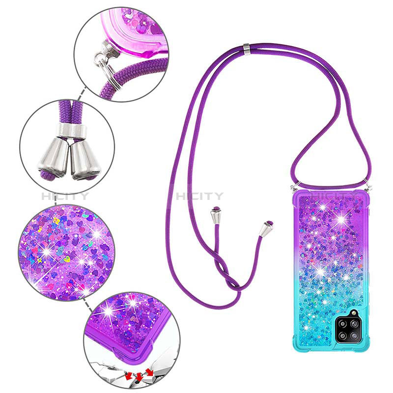 Coque Silicone Housse Etui Gel Bling-Bling avec Laniere Strap S01 pour Samsung Galaxy A42 5G Plus