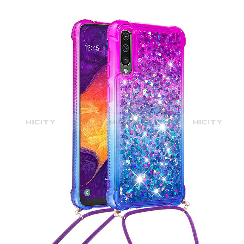 Coque Silicone Housse Etui Gel Bling-Bling avec Laniere Strap S01 pour Samsung Galaxy A50 Plus