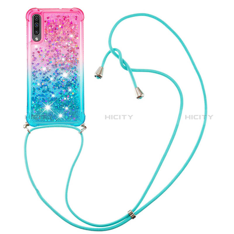 Coque Silicone Housse Etui Gel Bling-Bling avec Laniere Strap S01 pour Samsung Galaxy A50 Plus