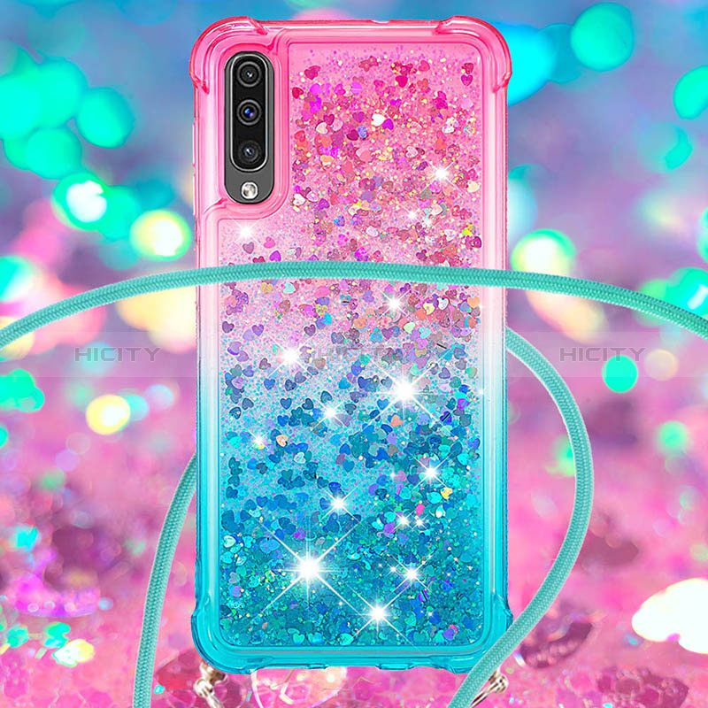 Coque Silicone Housse Etui Gel Bling-Bling avec Laniere Strap S01 pour Samsung Galaxy A50 Plus