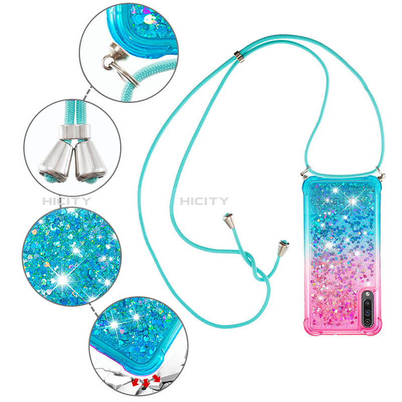 Coque Silicone Housse Etui Gel Bling-Bling avec Laniere Strap S01 pour Samsung Galaxy A50 Plus