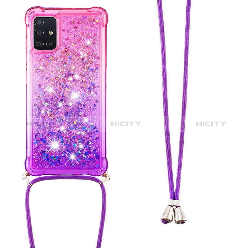 Coque Silicone Housse Etui Gel Bling-Bling avec Laniere Strap S01 pour Samsung Galaxy A51 4G Plus