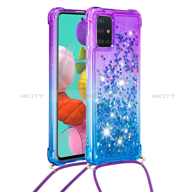 Coque Silicone Housse Etui Gel Bling-Bling avec Laniere Strap S01 pour Samsung Galaxy A51 5G Plus