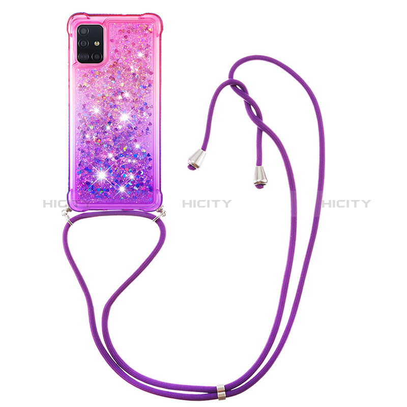 Coque Silicone Housse Etui Gel Bling-Bling avec Laniere Strap S01 pour Samsung Galaxy A51 5G Plus