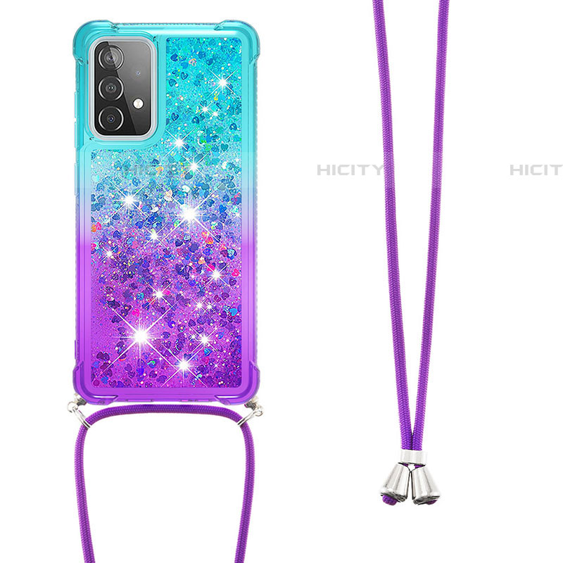 Coque Silicone Housse Etui Gel Bling-Bling avec Laniere Strap S01 pour Samsung Galaxy A52 4G Plus