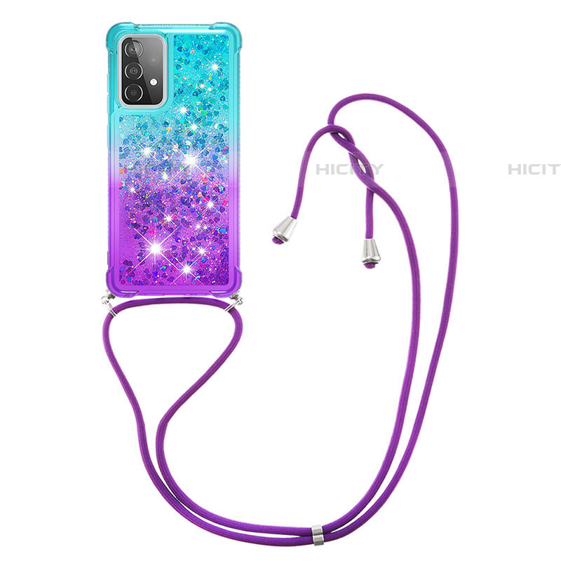 Coque Silicone Housse Etui Gel Bling-Bling avec Laniere Strap S01 pour Samsung Galaxy A52 4G Plus