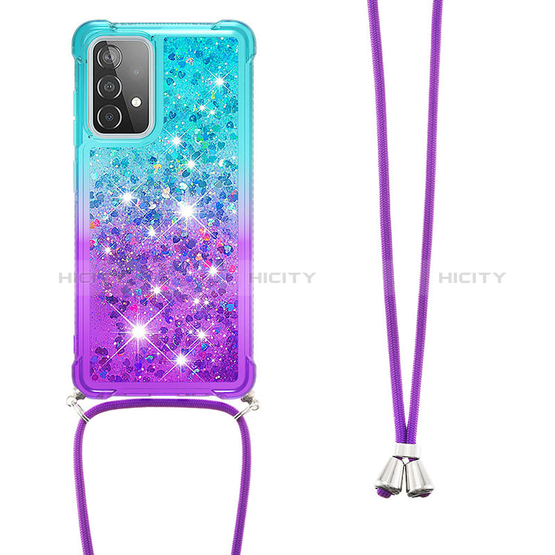 Coque Silicone Housse Etui Gel Bling-Bling avec Laniere Strap S01 pour Samsung Galaxy A52s 5G Plus