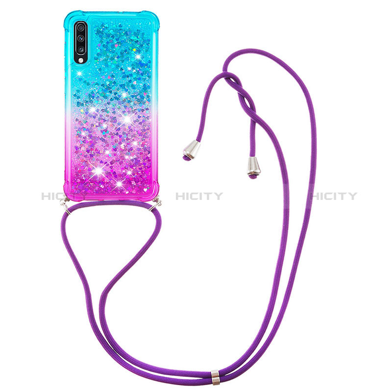 Coque Silicone Housse Etui Gel Bling-Bling avec Laniere Strap S01 pour Samsung Galaxy A70 Plus