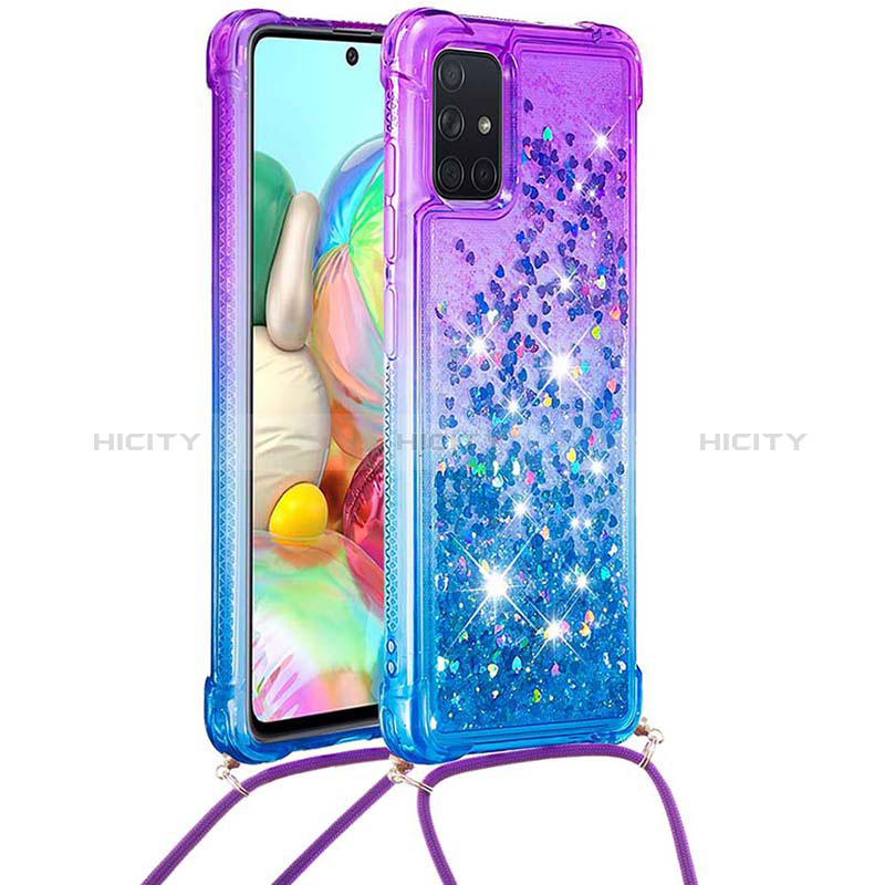 Coque Silicone Housse Etui Gel Bling-Bling avec Laniere Strap S01 pour Samsung Galaxy A71 4G A715 Plus