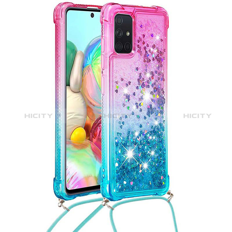 Coque Silicone Housse Etui Gel Bling-Bling avec Laniere Strap S01 pour Samsung Galaxy A71 4G A715 Plus