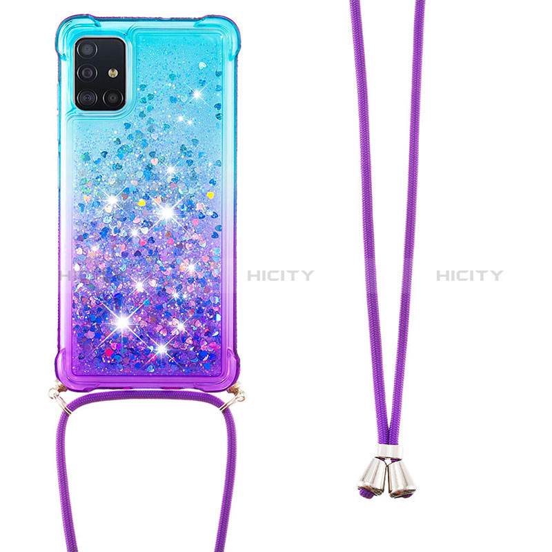 Coque Silicone Housse Etui Gel Bling-Bling avec Laniere Strap S01 pour Samsung Galaxy A71 4G A715 Plus