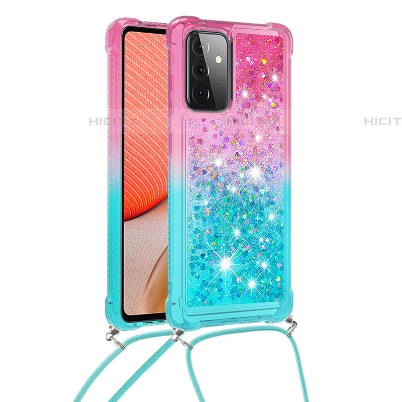 Coque Silicone Housse Etui Gel Bling-Bling avec Laniere Strap S01 pour Samsung Galaxy A72 5G Plus