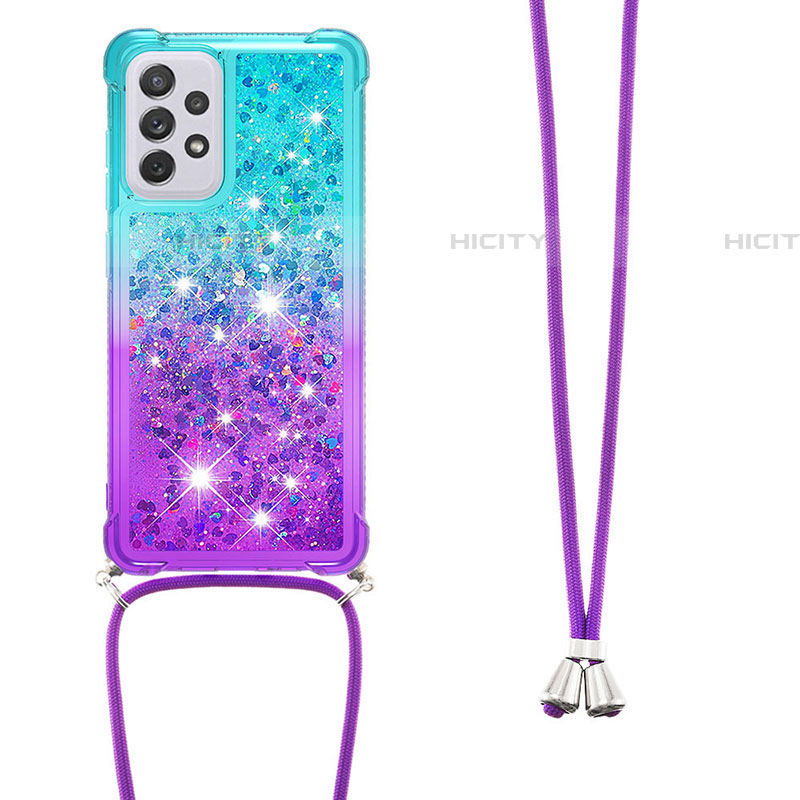 Coque Silicone Housse Etui Gel Bling-Bling avec Laniere Strap S01 pour Samsung Galaxy A73 5G Plus