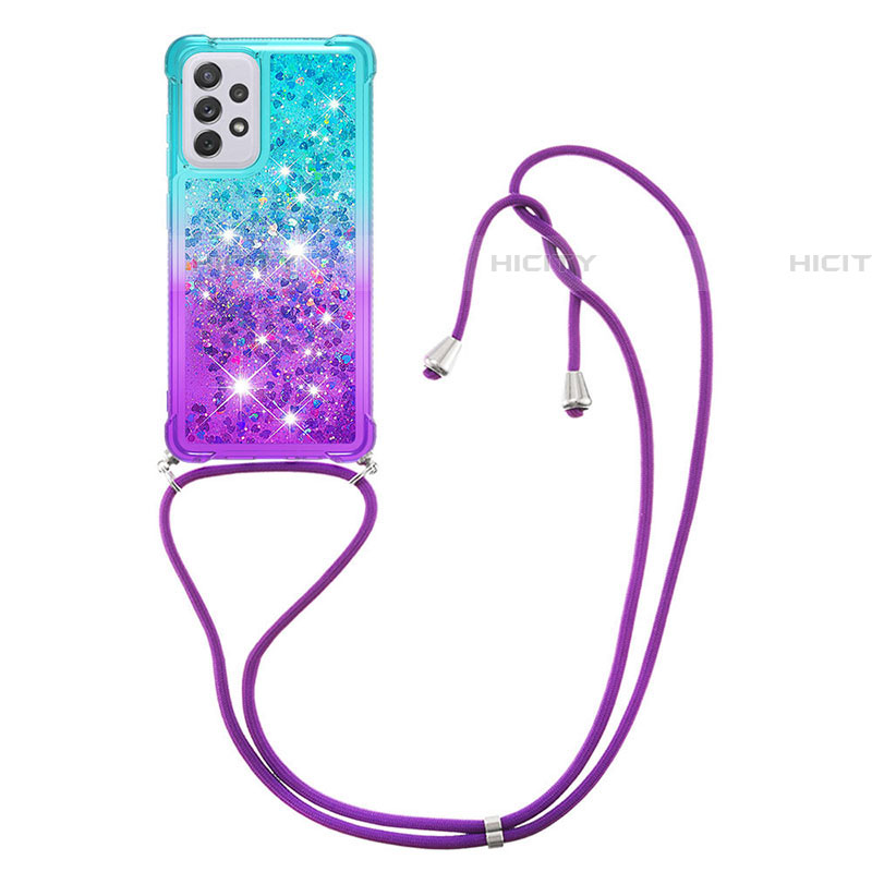 Coque Silicone Housse Etui Gel Bling-Bling avec Laniere Strap S01 pour Samsung Galaxy A73 5G Plus