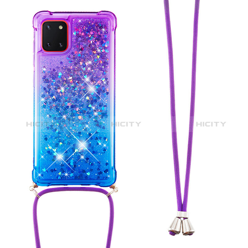 Coque Silicone Housse Etui Gel Bling-Bling avec Laniere Strap S01 pour Samsung Galaxy A81 Plus