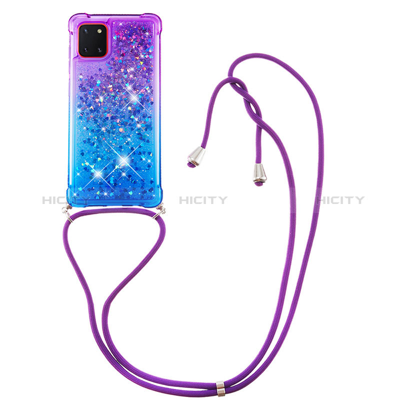 Coque Silicone Housse Etui Gel Bling-Bling avec Laniere Strap S01 pour Samsung Galaxy A81 Plus